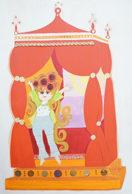 Belinda Lyon, mixed media and collage on board, Study of a semi-nude woman, signed, 78 x 52cm. Condition - fair to good